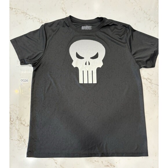 Marvel T-Shirt Punisher Skeleton Skull Short Sleeve Men’s Size XL Black Dri Fit - Picture 1 of 2